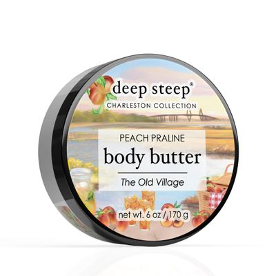 Deep Steep Body Butter, 6 oz Rich Moisturizer with Ceramides, Coconut Oil, Argan Oil & Aloe Vera Vegan, Clean Beauty, Smooth & Hydrated Skin (6 Ounces, Peach Praline)