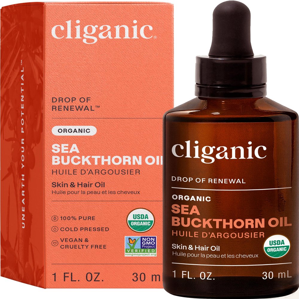 Cliganic Organic Sea Buckthorn Oil, 100% Pure - for Skin & Face, Cold Pressed