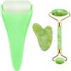 AECW 3-in-1 Natural Jade Roller and Gua Sha Set for Face and Eye Ice Roller Facial Cooling Massage Roller (Green Ice Roller + Jade Roller + Gua Sha) view 1