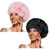 Bonnet Queen 2Pcs Pack Satin Bonnet Silk Bonnet for Sleeping Hair Bonnet with Tie Band Sleep Bonnet Night Cap for Women Curly Hair view 1