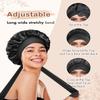 Bonnet Queen 2Pcs Pack Satin Bonnet Silk Bonnet for Sleeping Hair Bonnet with Tie Band Sleep Bonnet Night Cap for Women Curly Hair view 3