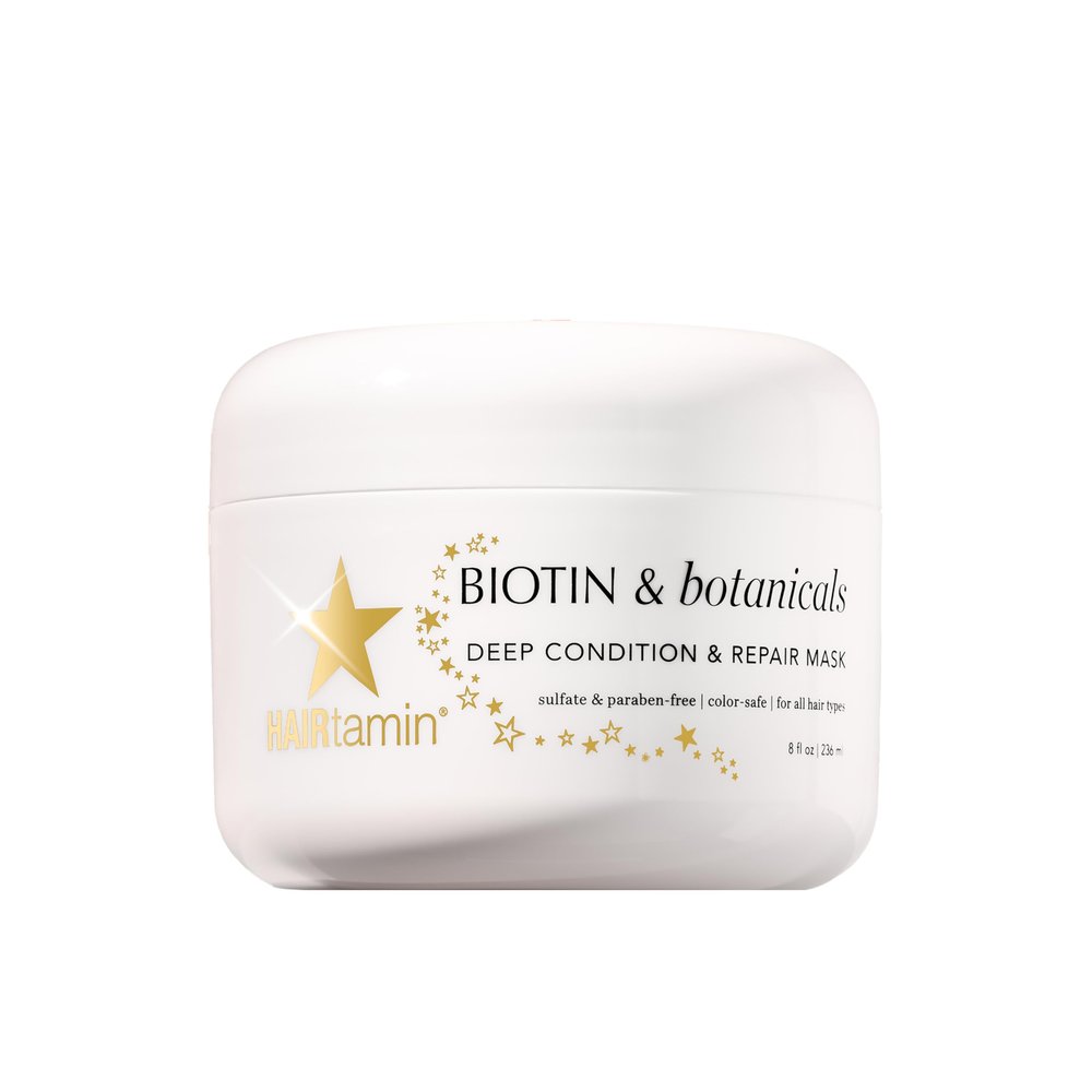 HAIRtamin Hair Conditioner - Biotin & Botanicals Deep Conditioning Mask for Dry, Damaged, Bleached Hair Repair, Moisturizing Hair Treatment for Curly Hair, 8 Fl Oz