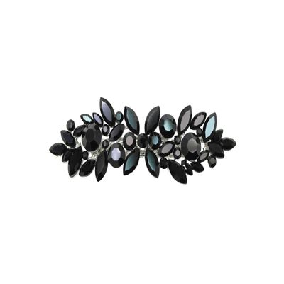 Faship Gorgeous Black Rhinestone Crystal Floral Hair Barrette Clip