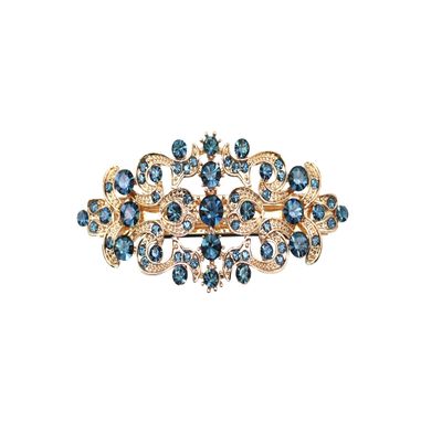 Faship Gorgeous Navy Blue Rhinestone Crystal Floral Hair Barrette
