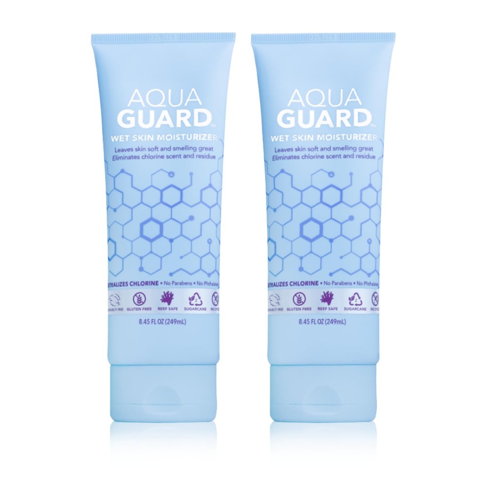 AQUA GUARD After-Swim Wet Skin Moisturizer | Leaves Skin Soft+Neutralizes Chlorine Scent & Residue | In-Shower Lotion | Saves time | Apply to wet skin then towel off | Fast Absorbing (2-Pack)