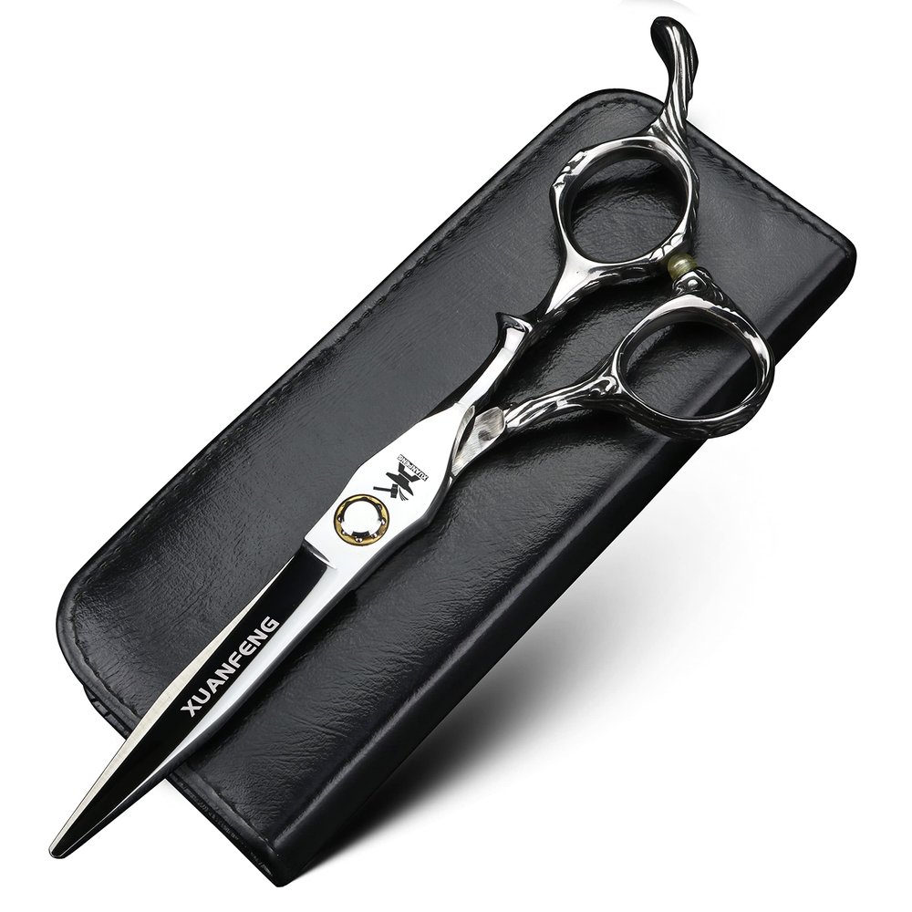 XUANFENG Bearing Screw Hair Scissors 6-inch Professional Japanese 440C Steel Cutting and thinning Scissors Hairdresser Hair Styling Scissors (Cutting Scissors)