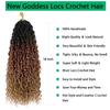 18 Inch Ombre Faux Goddess Locs Crochet Hair for Women Long Curly River Locs Pre Looped Crochet Braids with Curly Ends Synthetic Hair Extensions (6 packs, #1b/30/27) view 3