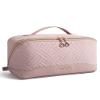 BAGSMART Makeup Bag Cosmetic Bag, Travel Makeup Bag,Water-resistent Makeup Bags for Women Portable Pouch Open Flat Make Up Organizer Bag for Toiletries, Brushes, Pink view 1