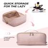 BAGSMART Makeup Bag Cosmetic Bag, Travel Makeup Bag,Water-resistent Makeup Bags for Women Portable Pouch Open Flat Make Up Organizer Bag for Toiletries, Brushes, Pink view 2