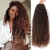 14 Inch Faux Locs Crochet Hair Ombre Brown Goddess Locs Pre Looped Crochet Hair with Curly Ends River Locs for Women (1B/30#) view 1