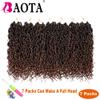 14 Inch Faux Locs Crochet Hair Ombre Brown Goddess Locs Pre Looped Crochet Hair with Curly Ends River Locs for Women (1B/30#) view 3