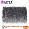 14 Inch 7 Packs Ombre Faux Locs Crochet Hair for Women - Goddess Pre-Looped River Locs With Curly Hair - Soft Gray Crochet Braids (T1B/Gray#) view 3