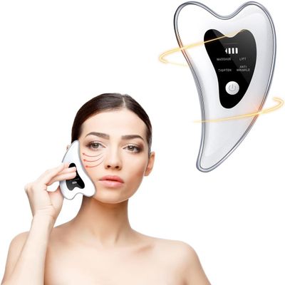 Anti Wrinkles Face Neck Device, Double Chin Facial Massager with Triple Action LED Heat Modes for Skin Care, Improve, Tightening, Firm and Smooth (Black)