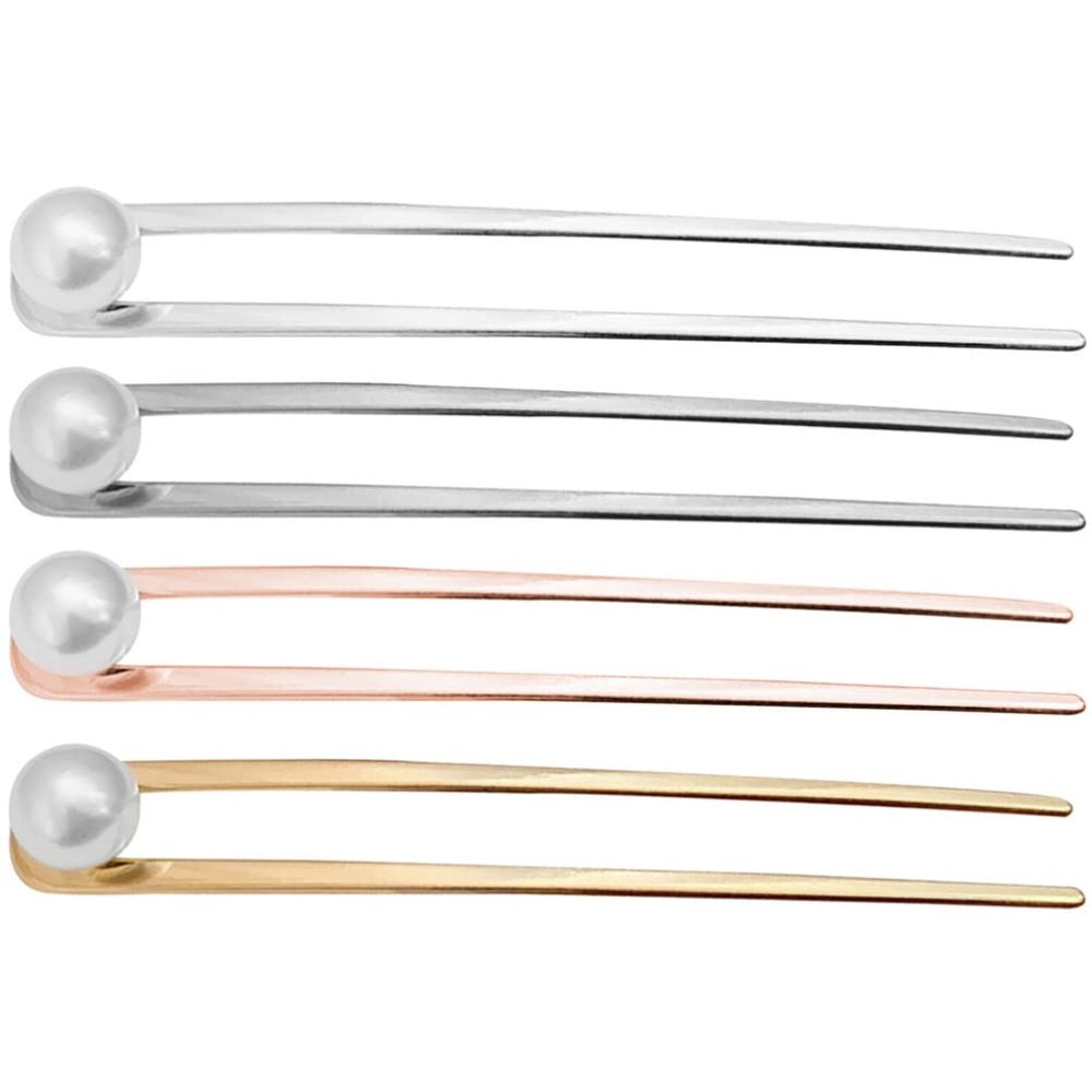 LALAFINA 4pcs Metal Hair Forks Elegant Chignon Hair Sticks for Updo Hairstyles for Women and Gunmetal