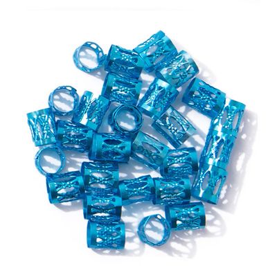100pcs Hair Jewelry for Women Braids Beads Hair Decorations Aluminum Rings Clips Adjustable Metal Cuffs Braiding Hair Accessory,Blue