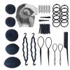 20Pcs Hair Tie Donut Ring Ropes Hairpins Pin Barrette Rubber Band Bun Insert Bump Up Maker Clip Comb DIY Hair Style Styling Braiding Tool view 1
