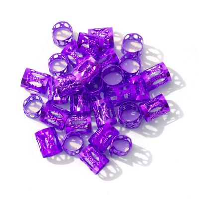 100pcs Hair Jewelry for Women Braids Beads Hair Decorations Aluminum Rings Clips Adjustable Metal Cuffs Braiding Hair Accessory,Purple