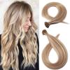 Beayhal I Tip Remy Human Hair Extensions Cold Fusion Hair Piece Pre Bonded Keratin Stick In Hair Extensions Long Straight #18/613 Golden Brown Highlighted Bleach Blonde Hairpieces 100 Strands 100g 20" view 1
