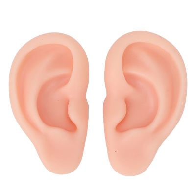 Dioche 1 Pair Silicone Ear Model Piercing Practice Model Silicone Ear Model Ear Body Part Kit for Earrings Display Ear Piercing Exercise (Light Skin Color)