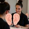 Dioche 1 Pair Silicone Ear Model Piercing Practice Model Silicone Ear Model Ear Body Part Kit for Earrings Display Ear Piercing Exercise (Light Skin Color) view 2
