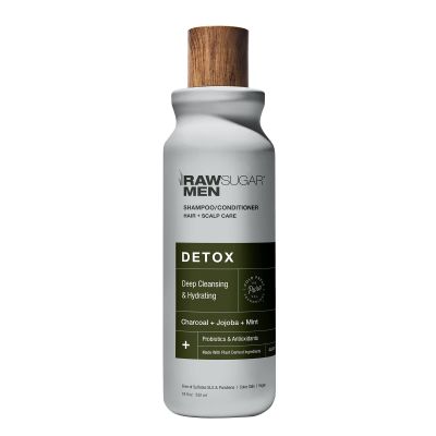 Men's 2-in-1 Shampoo & Conditioner | Detox: Deep Cleansing & Hydration | Charcoal + Jojoba + Mint | 18 fl oz
