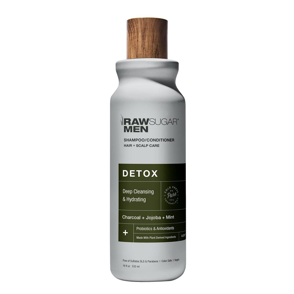 Men's 2-in-1 Shampoo & Conditioner | Detox: Deep Cleansing & Hydration | Charcoal + Jojoba + Mint | 18 fl oz