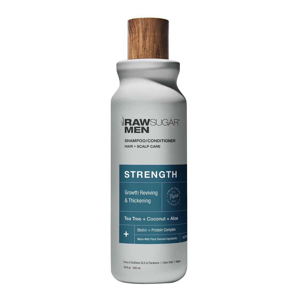 Men's 2-in-1 Shampoo & Conditioner | Strengthen: Growth Reviving & Thickening | Tea Tree + Coconut + Aloe | 18 fl oz