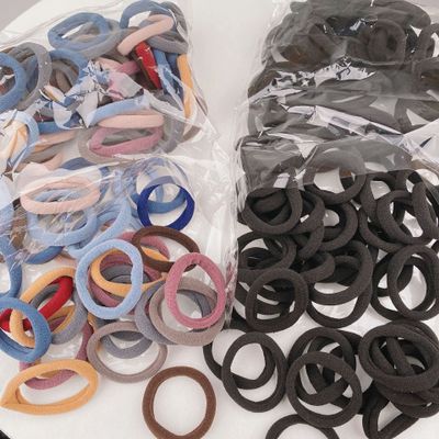 200 pieces of Korean version of simple matching student adult seamless high elastic rubber band hair accessories head rope scrunchie GB-JX016 (black+winter)