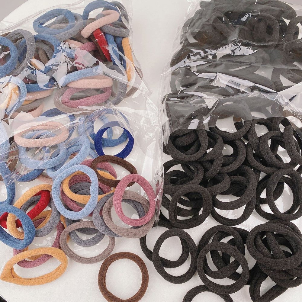 200 pieces of Korean version of simple matching student adult seamless high elastic rubber band hair accessories head rope scrunchie GB-JX016 (black+winter)