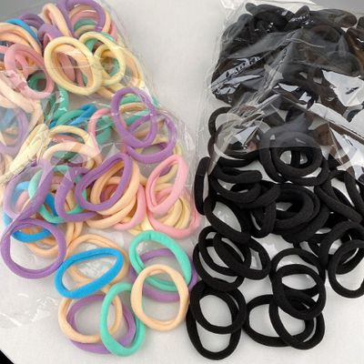 200 pieces of Korean version of simple matching student adult seamless high elastic rubber band hair accessories head rope scrunchie GB-JX016 (black+spring)