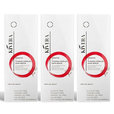 Keratin + Vitamin Complex Hair Serum - Hair Serum for Hair Growth - Hair Serum for Frizzy and Damaged Hair - Anti Frizz Hair Serum for Men & Women, 3 Pack