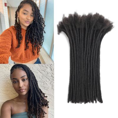 10 Inch 20strands Loc Extensions Human Hair Man/Women 0.6cm Width 100% Full Handmade Permanent Dreadlock Extensions Human Hair An Be Dyed Bleached Curled (10Inch,Natural Black)