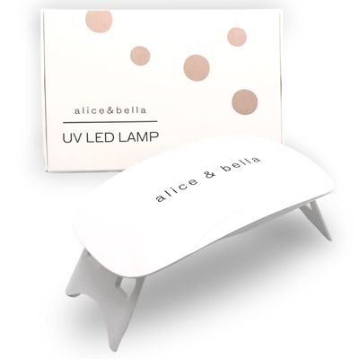 Alice & Bella Mini UV Nail Lamp - Portable USB LED Dryer for Semi-Cured Gel Strips, Travel Nail Curing Light, 90s Timer, Foldable Design