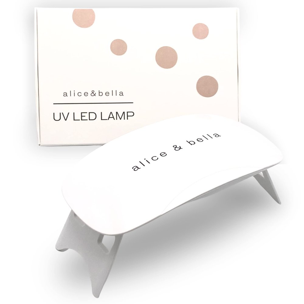Alice & Bella Mini UV Nail Lamp - Portable USB LED Dryer for Semi-Cured Gel Strips, Travel Nail Curing Light, 90s Timer, Foldable Design