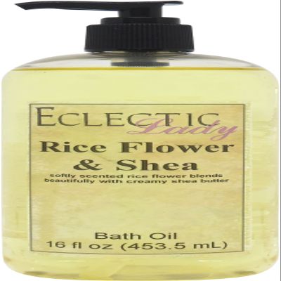 Rice Flower and Shea Bath Oil, Relaxing Bathing Oil, 16 oz