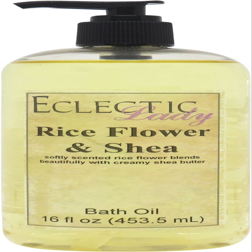 Rice Flower and Shea Bath Oil, Relaxing Bathing Oil, 16 oz