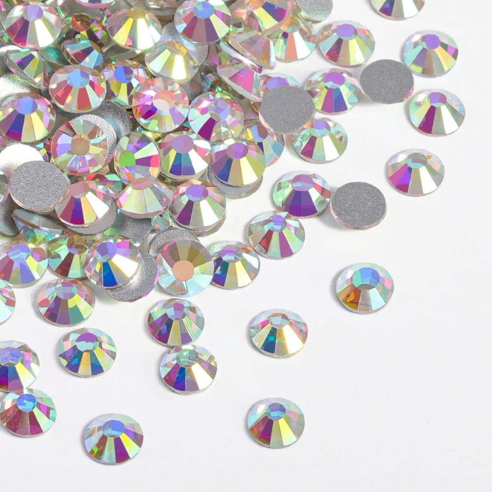 Beadsland 2880pcs Flat Back Crystal Rhinestones Round Gems for Nail Art and Craft Glue Fix, Crystal AB,SS16,3.8-4.0mm