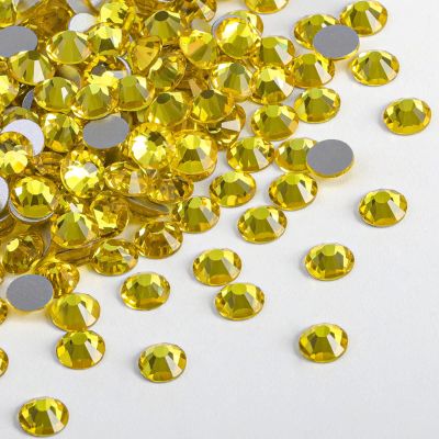 Beadsland 2880pcs Flat Back Crystal Rhinestones Round Gems for Nail Art and Craft Glue Fix,Lemon Yellow,SS20,4.6-4.8mm