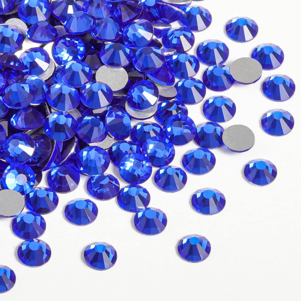 Beadsland 2880pcs Flat Back Crystal Rhinestones Round Gems for Nail Art and Craft Glue Fix,Sapphire,SS20,4.6-4.8mm