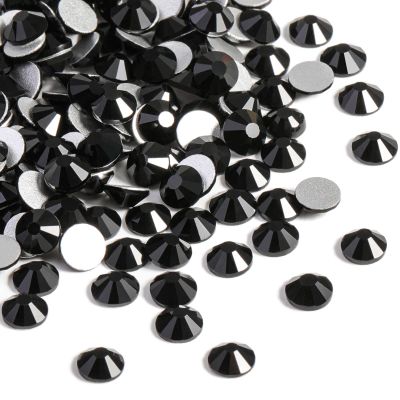 Beadsland 2880pcs Flat Back Crystal Rhinestones Round Gems for Nail Art and Craft Glue Fix,Black,SS16,3.8-4.0mm