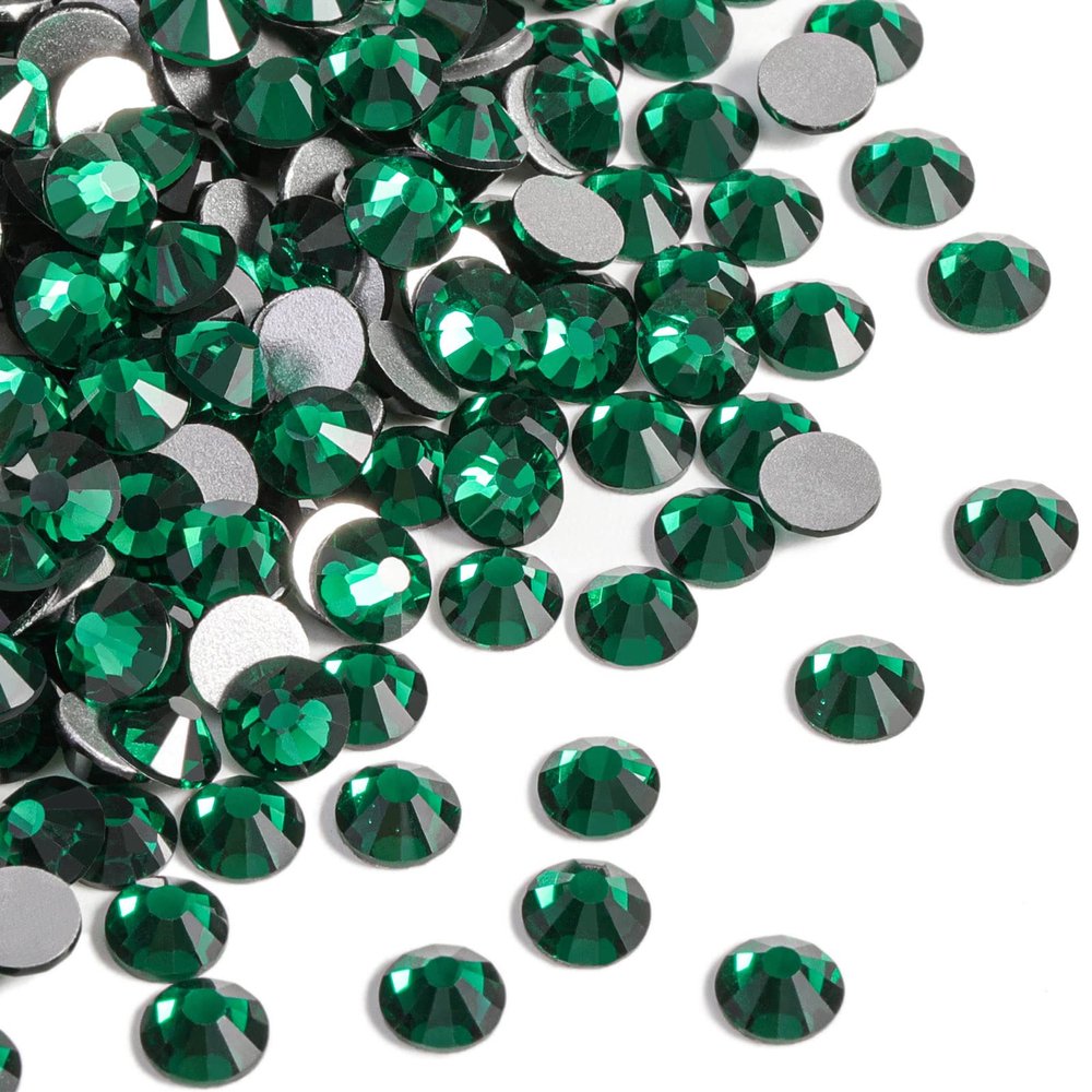 Beadsland 2880pcs Flat Back Crystal Rhinestones Round Gems for Nail Art and Craft Glue Fix,Emerald,SS20,4.6-4.8mm