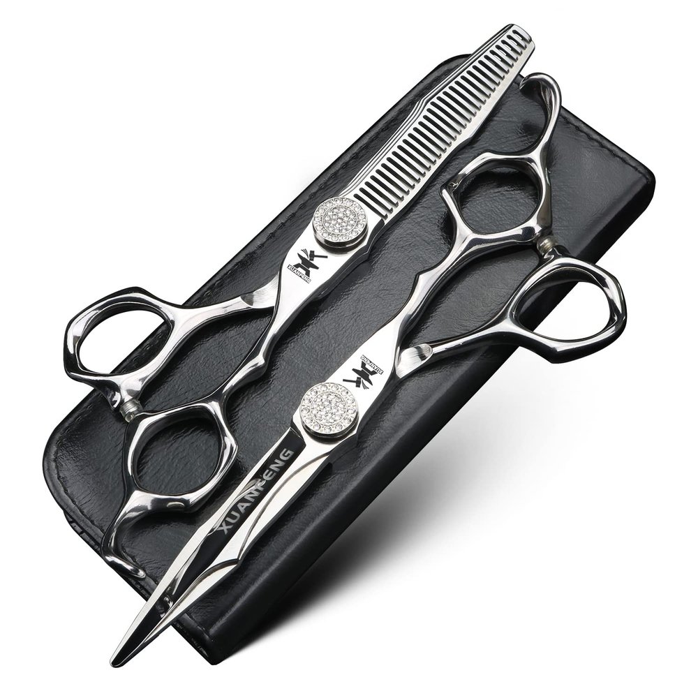 CNC Craft Hair Cutting Scissors 6 inch JP440C Steel Professional Hair Cutting Scissors and thinning Scissors, Hair Modeling Tool Scissors (2 PCS)