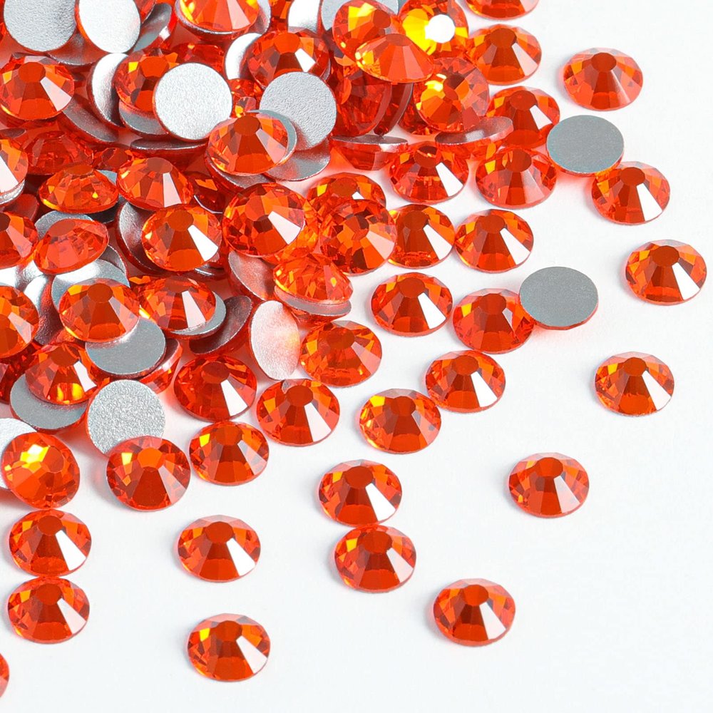 Beadsland 2880pcs Flat Back Crystal Rhinestones Round Gems for Nail Art and Craft Glue Fix, Orange,SS20,4.6-4.8mm