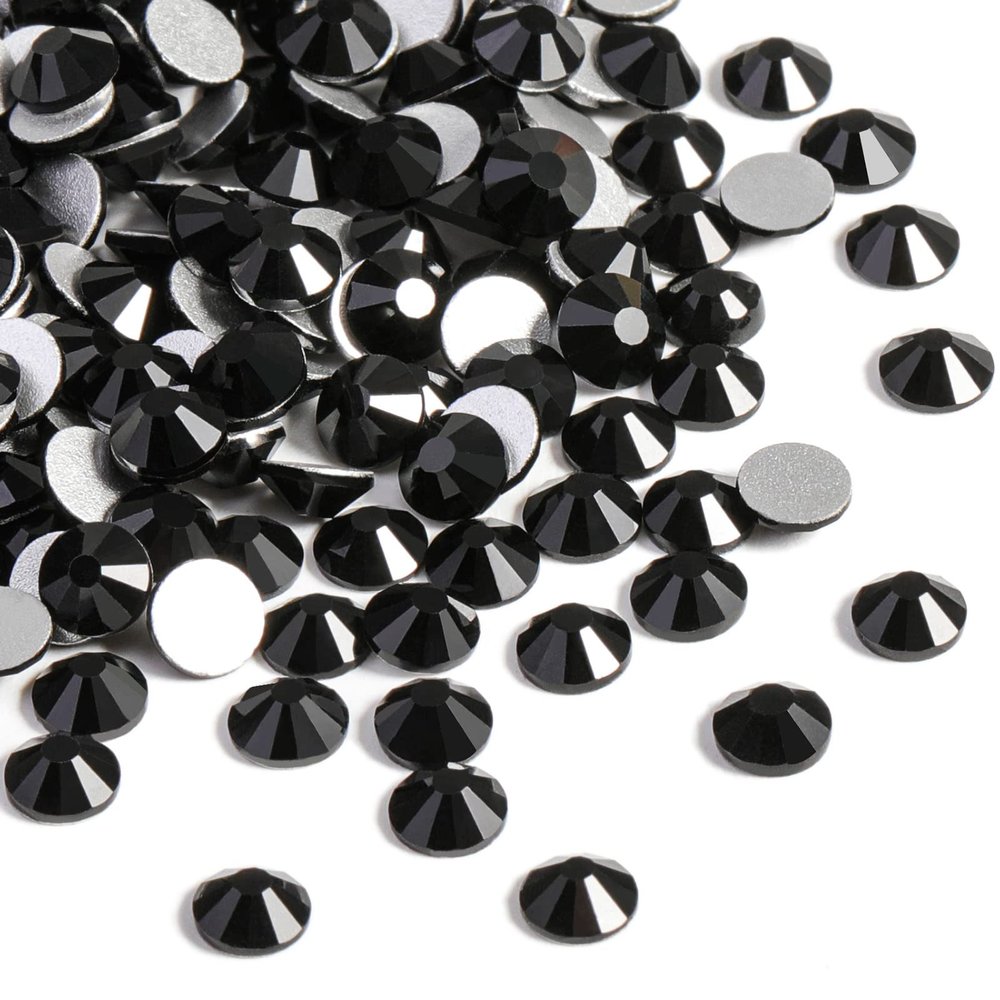 Beadsland 2880pcs Flat Back Crystal Rhinestones Round Gems for Nail Art and Craft Glue Fix,Black,SS20,4.6-4.8mm