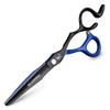 Black Blue Hair Scissors 6 inch 9cr18 Steel Professional Hair Cutting Scissors and thinning Scissors, Hair Modeling Tools Scissors, Suitable for Families or Barber Shops (2 pcs) view 2