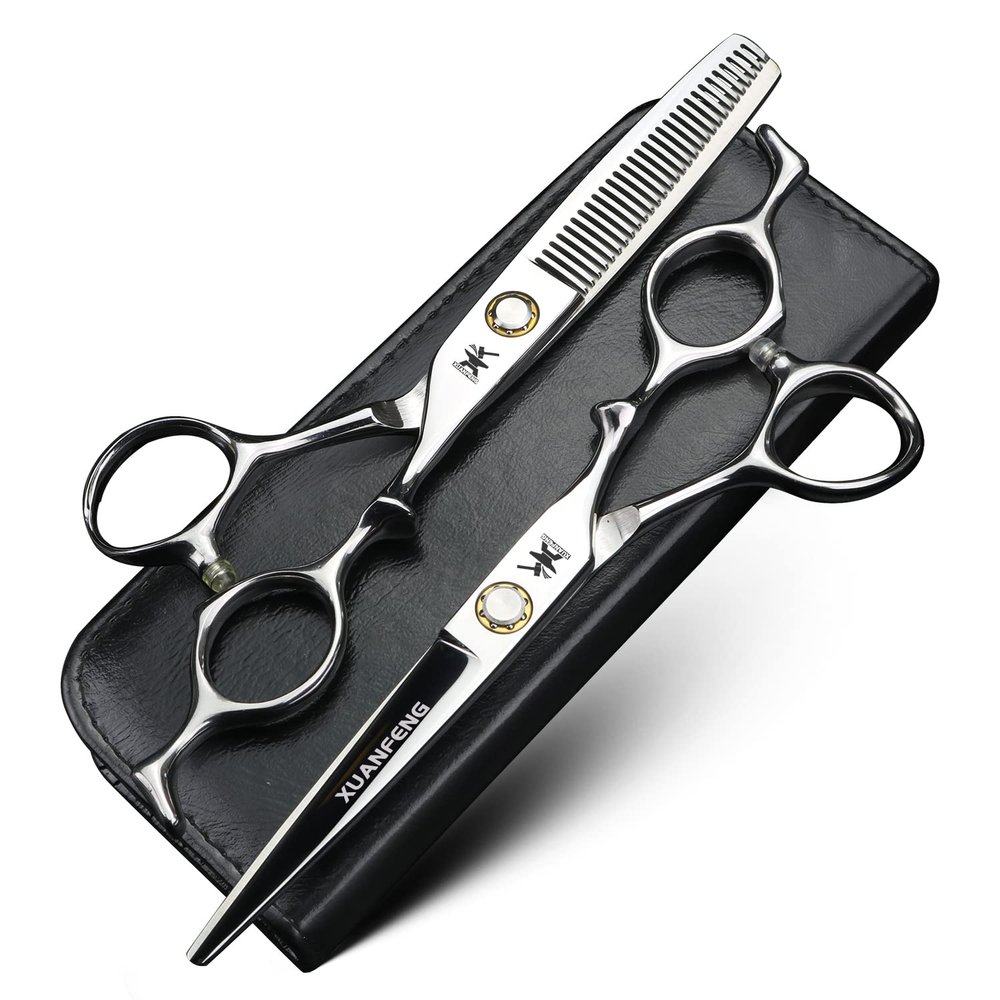 Bearing Hair Scissors 6 inch JP440C Steel Professional Hair Cutting Scissors and thinning Scissors, Hair Modeling Tool Scissors (2 pcs)