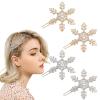 4 PACK Snowflake Rhinestone Hair Clips Winter Holiday Crystal Hairpin Barrette Wedding Bridal Hair Accessories for Women Girls view 1