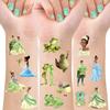 8 Sheets Princess Tiana Temporary Tattoos for Girls, Princess and the Frog Toys Party Favors for Baby Shower Birthday Party Decorations Supplies view 1