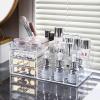 Cq acrylic 1 Pack Clear Make Up Organizer Countertop,Stackable 3 Drawers Makeup Storage,Cute Vanity Organizers for Dresser Hair Clip,Jewelry,Beauty Product Desk and Bathroom Organizers and Storage view 2