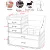 Cq acrylic 2 Pack Clear Make Up Organizers for Vanity,Stackable 5 Drawers Make Up Organizer,Cute Desk Organizer for Vanity Jewelry,Hair Clip,Beauty,Skincare Product Dresser Acrylic Drawer Organizer view 3